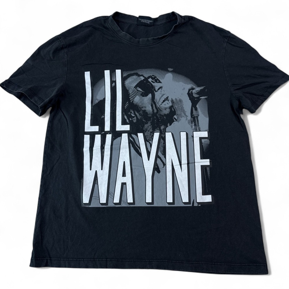 Lil Wayne T Shirt Adult Size Medium Black‎ Vintage Style Big Logo Hip Hop Tee